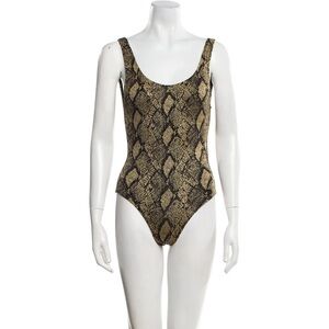 SOLID & STRIPED Womens Black and Gold Patterned One Piece Swimsuit Size M
